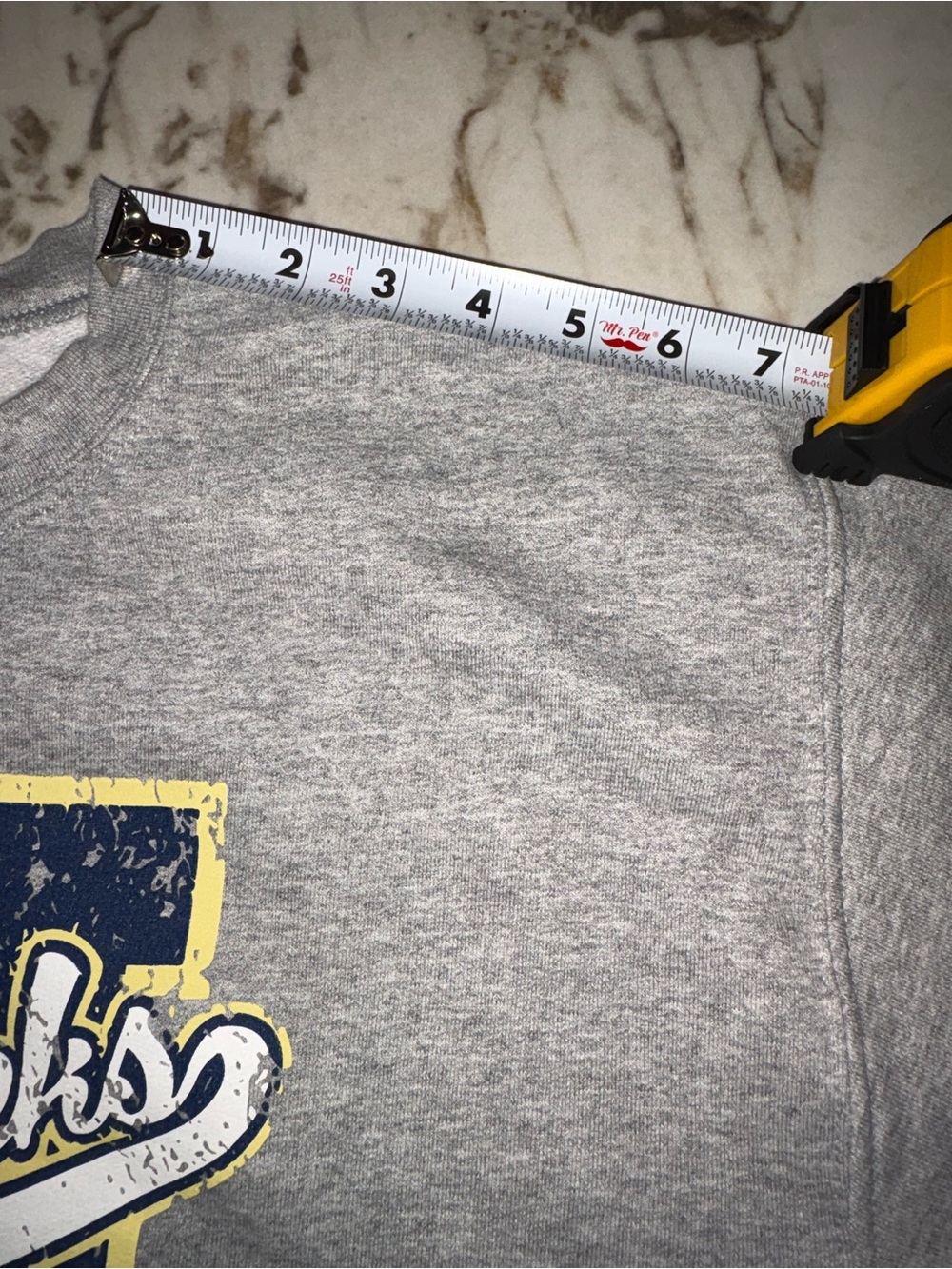 Gildan Gray Crewneck Sweatshirt with Navy & Yellow 'N' Graphic - Picture 11 of 13